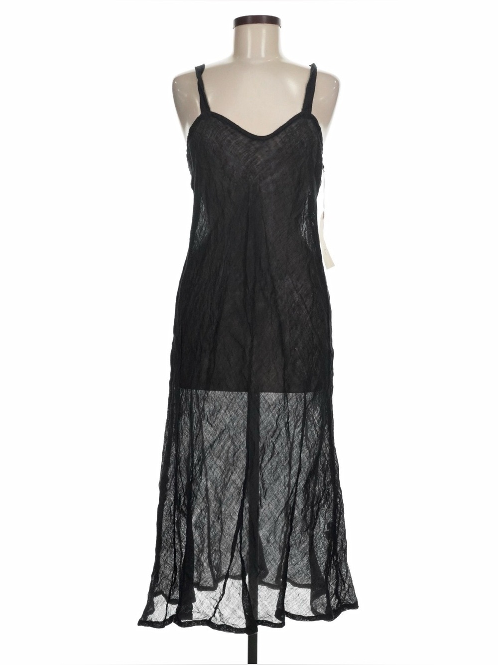 HOMEFROCKS 100% Linen Trellis Slip Dress Black Size Medium NWT